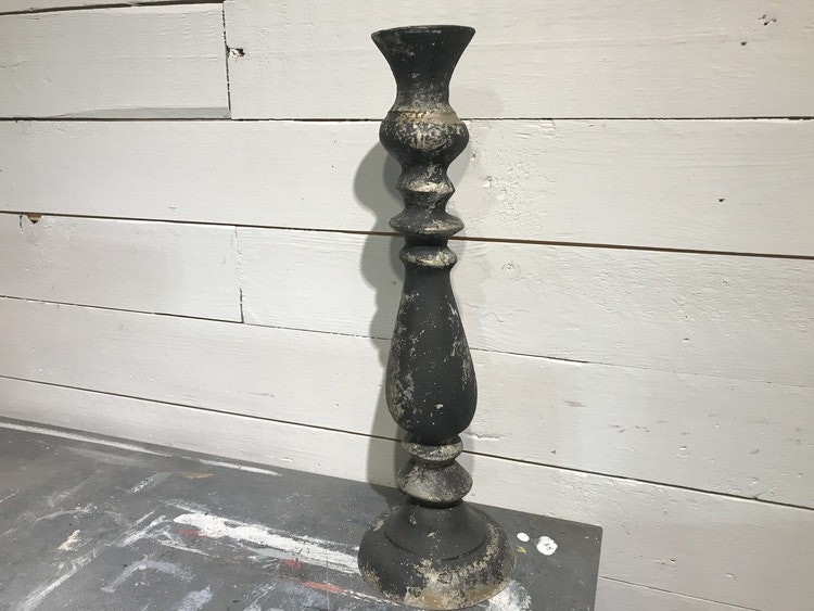 Handmålad ljusstake, svart sliten