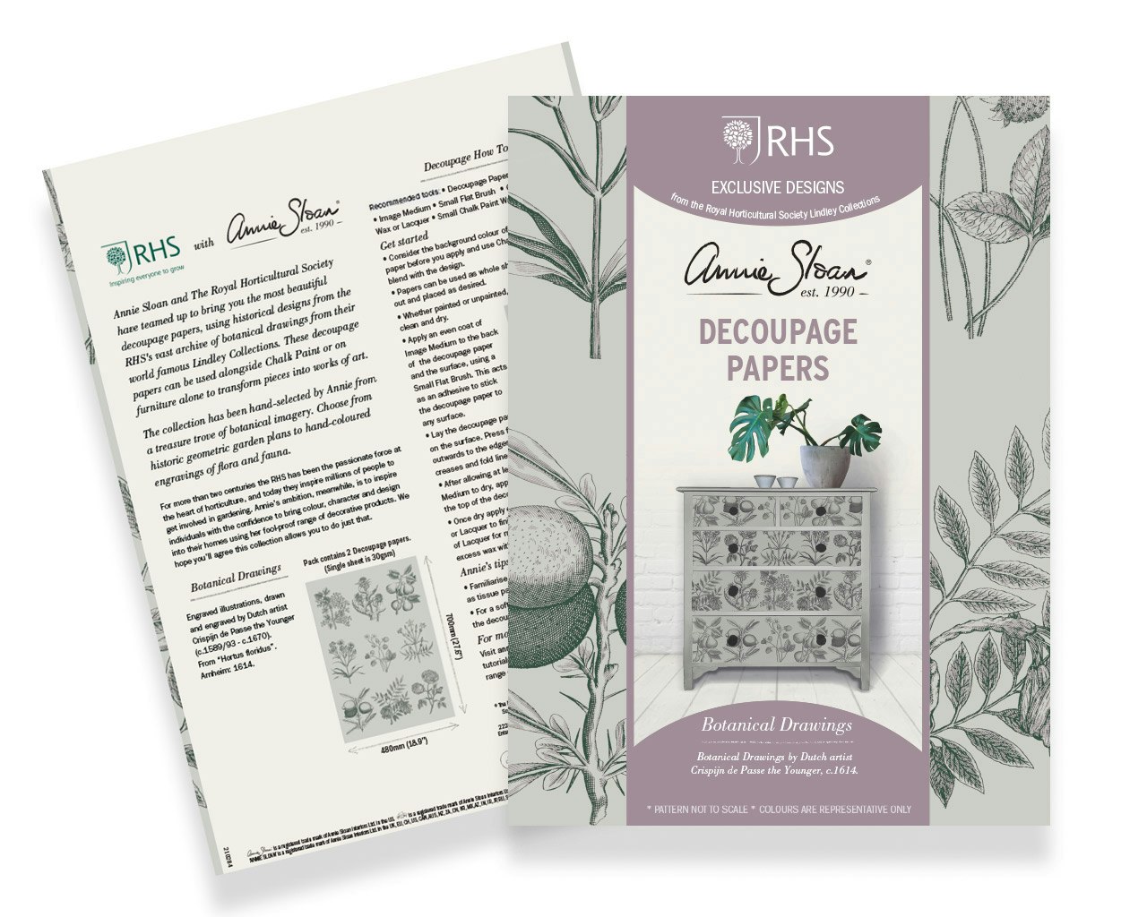 Decoupagepapper Botanical Drawings