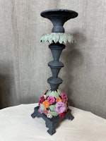 Handmålad ljusstake med blommor 3