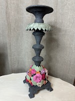 Handmålad ljusstake med blommor 3