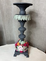 Handmålad ljusstake med blommor 4