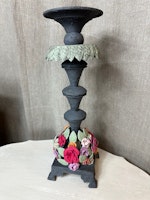Handmålad ljusstake med blommor 4