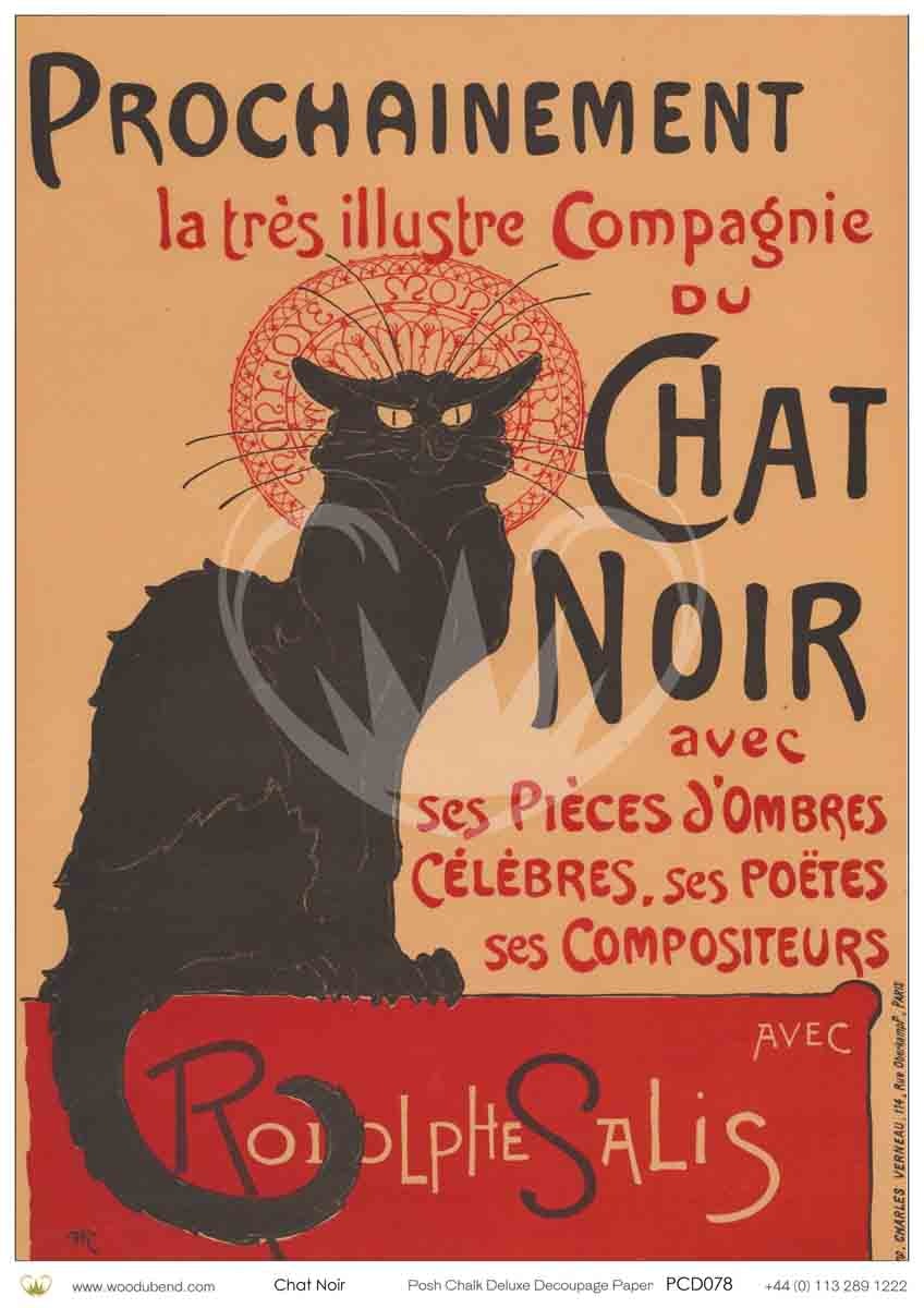 Posh Chalk Deluxe Decoupage Chat Noir A3