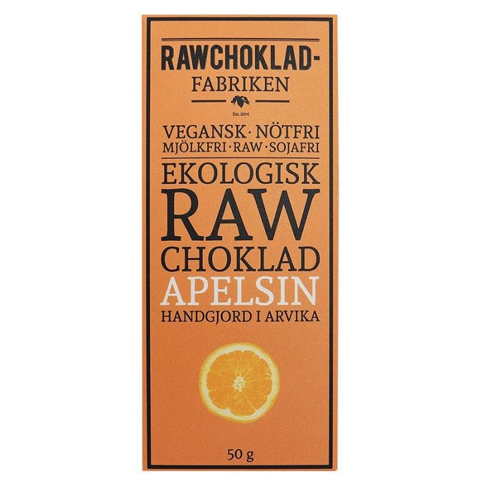 Rawchoklad Apelsin EKO, 50G, Rawchokladfabriken