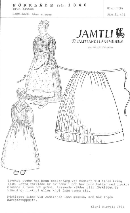 Mönster förkläde 1840 - Jamtli Webbutik