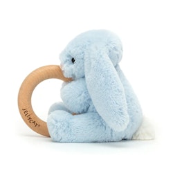 Bashful Blue Bunny Wooden Ring Toy - Jellycat