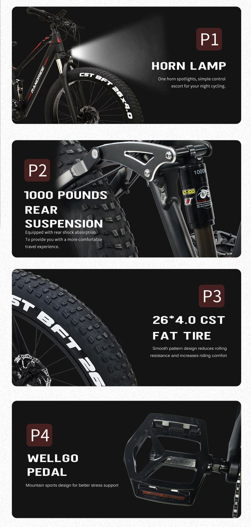 Randride YX26 1000W Fat Tire Foldable