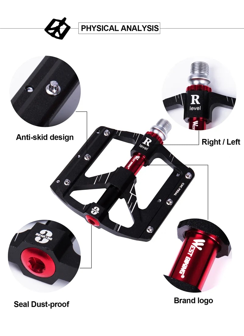 WEST BIKING Ultralight 3 Bearings Bicycle Pedals