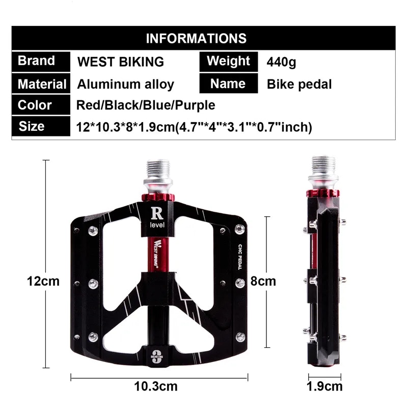 WEST BIKING Ultralight 3 Bearings Bicycle Pedals