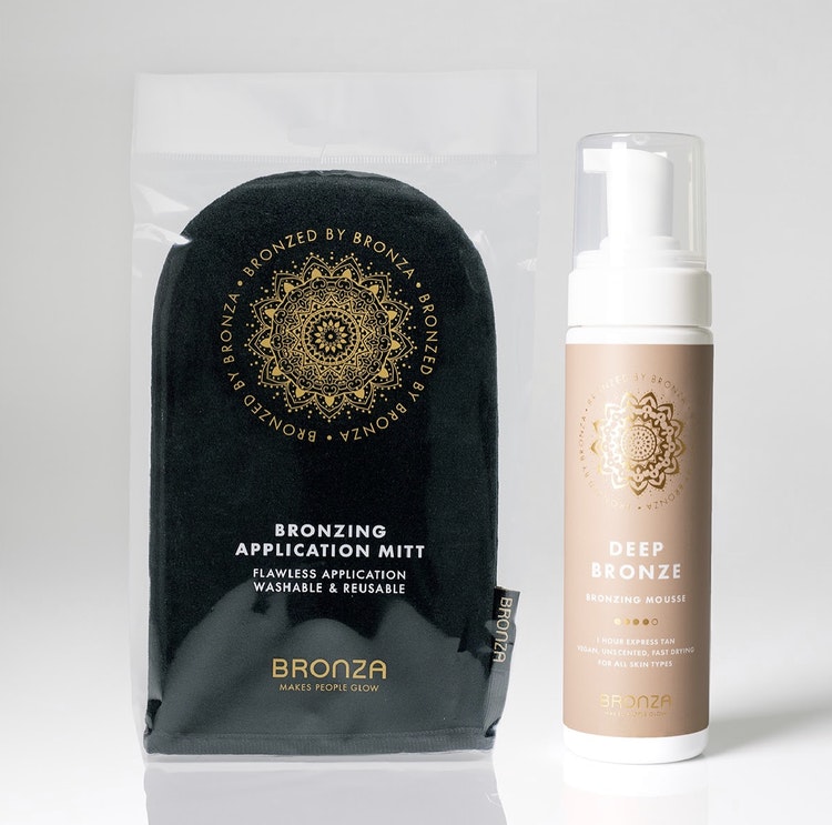 Bronzing mousse deep bronze + handske