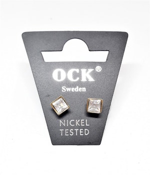 Fyrkantiga Örhängen med Guldfärgad Kant