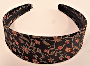 Diadem svart med blommigt mönster