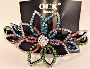 Hårspänne strass ros mix ton