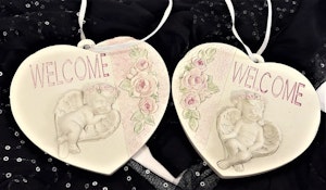 Söta änglar i hjärta text "Welcome", 2 varianter