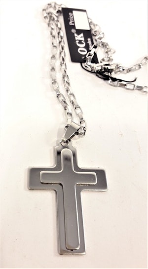 Halsband med Upphöjt Kors Silverfärg