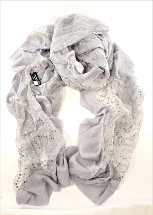 Grå scarf med glittrande paljetter