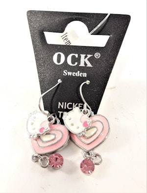 Örhänge med Hello Kitty-huvud och sten