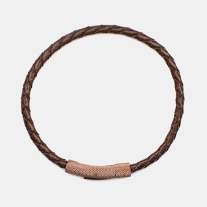 Marbella Flätat Läder Armband Brun med Spänne Rostfritt Stål