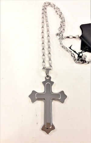 Halsband med Upphöjt Kors Silverfärg