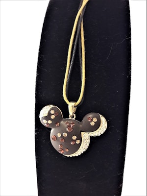 Halsband med Musse Pigg med strass vit