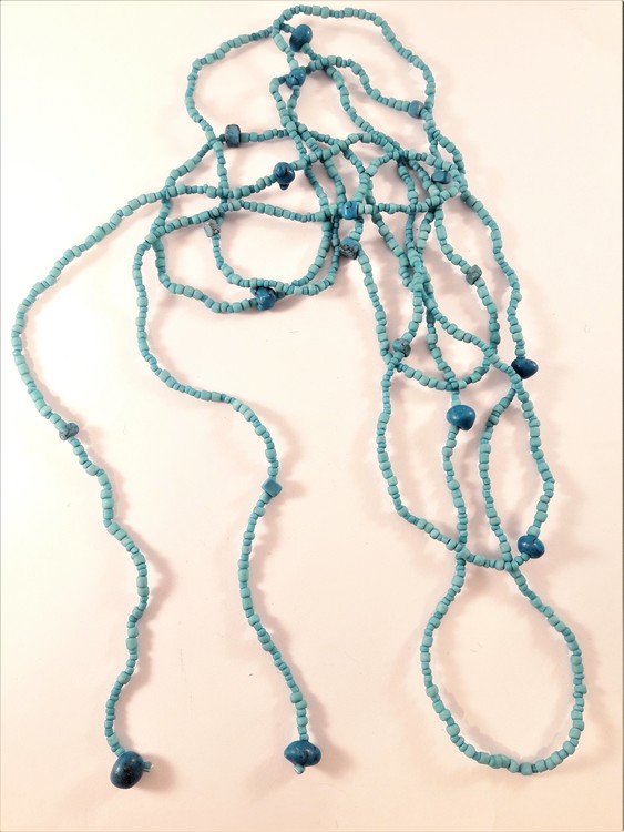 Öppet Halsband med Små Pärlor Blå