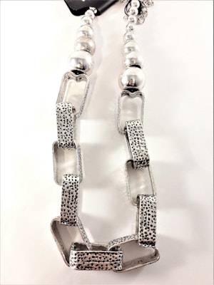 Tungt Halsband med Länkar och Kulor Silverfärg