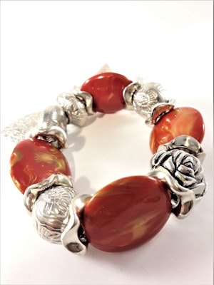 Armband Orange och Silverfärg