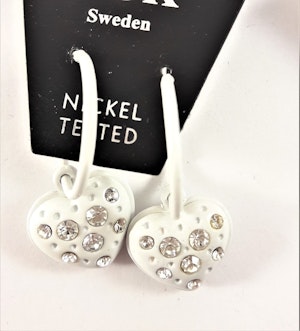 Örhängen med Hjärta och Strass Vit