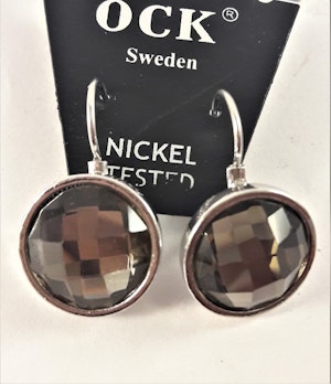 Örhängen med Facett Silverfärg och Svart