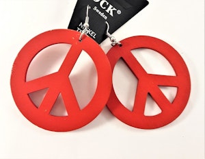Örhängen i Trä med Peacemärke Röd