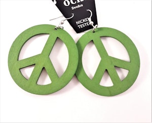 Örhängen i Trä med Peacemärke Grön
