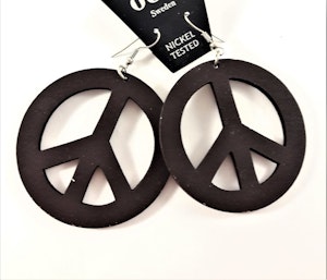 Örhängen i Trä med Peacemärke Brun
