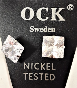 Fyrkantiga Örhängen med Kubisk Zirkonia 7 mm