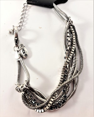 Flerradigt Armband med Olika Kedjor Silverfärg