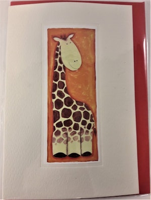 Handgjort grattiskort med giraffmotiv, utan text