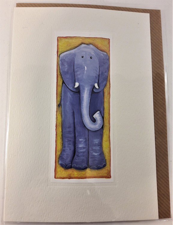 Handgjort grattiskort med elefantmotiv, utan text