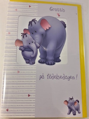 Grattiskort med elefantmotiv, utan text