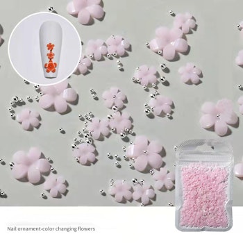 Rosa 3D blommor till nagelkonst 500st