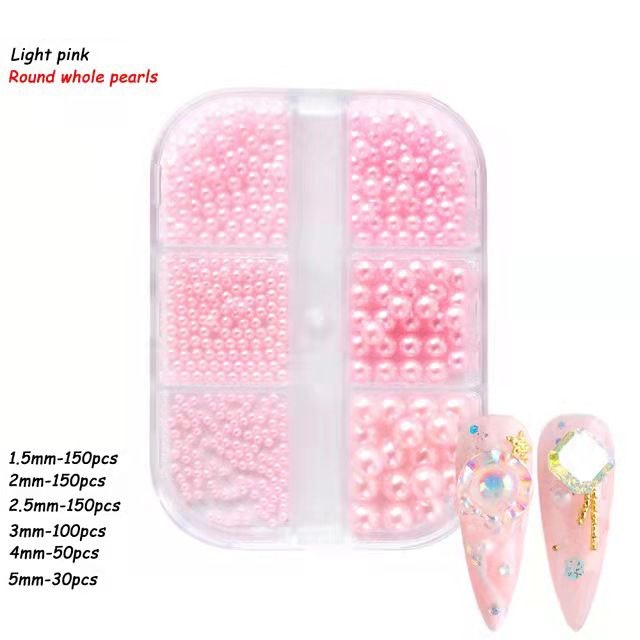 Pink pearls for nailart 6 sizes