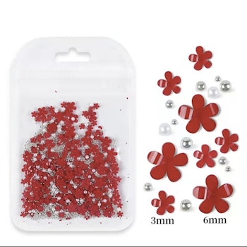 Red 3D flowers nailart 500pcs