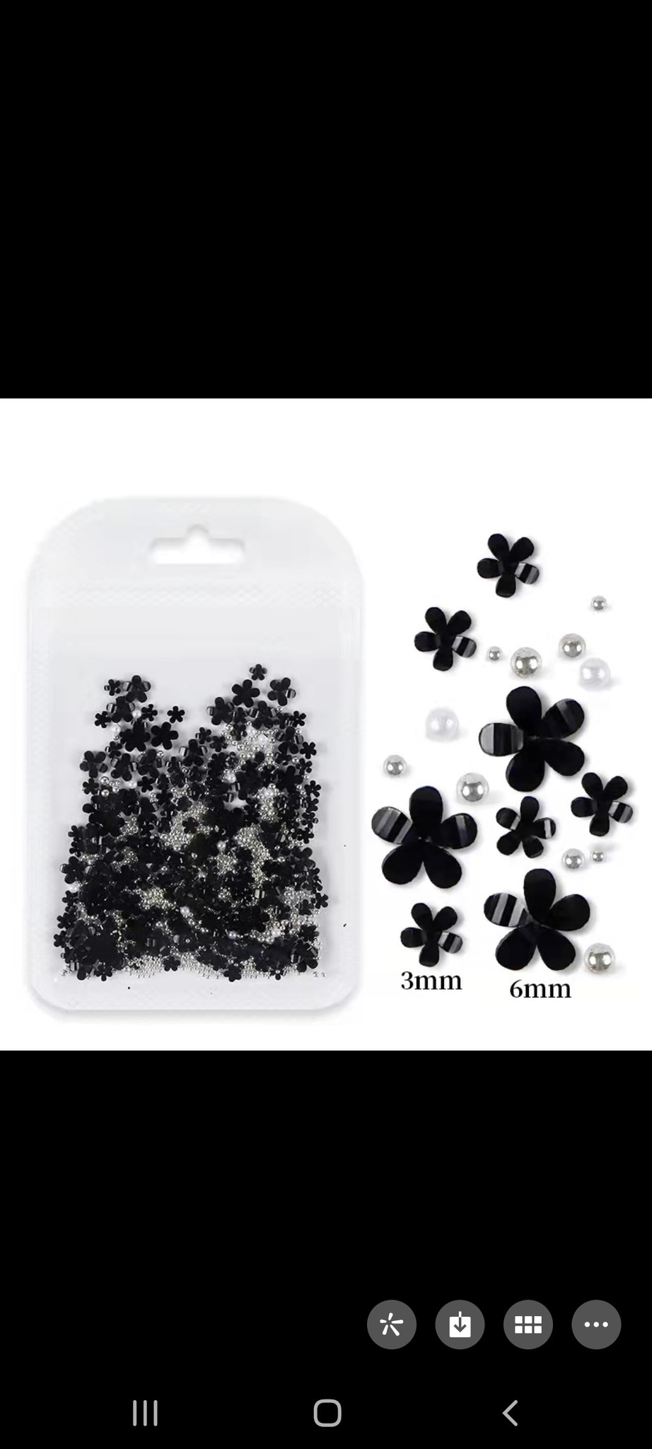Black 3D flowers nailart 500pcs