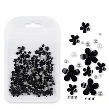 Black 3D flowers nailart 500pcs