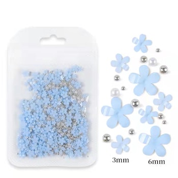 Pastel blue 3D flowers nailart 500pcs