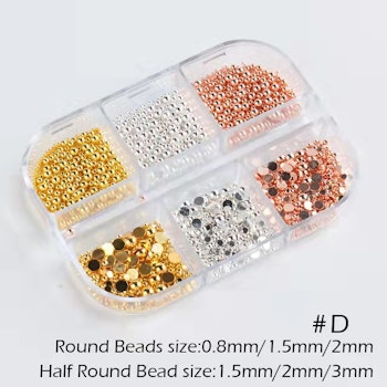 Gold, silver, rose gold pearls for nailart 6 sizes