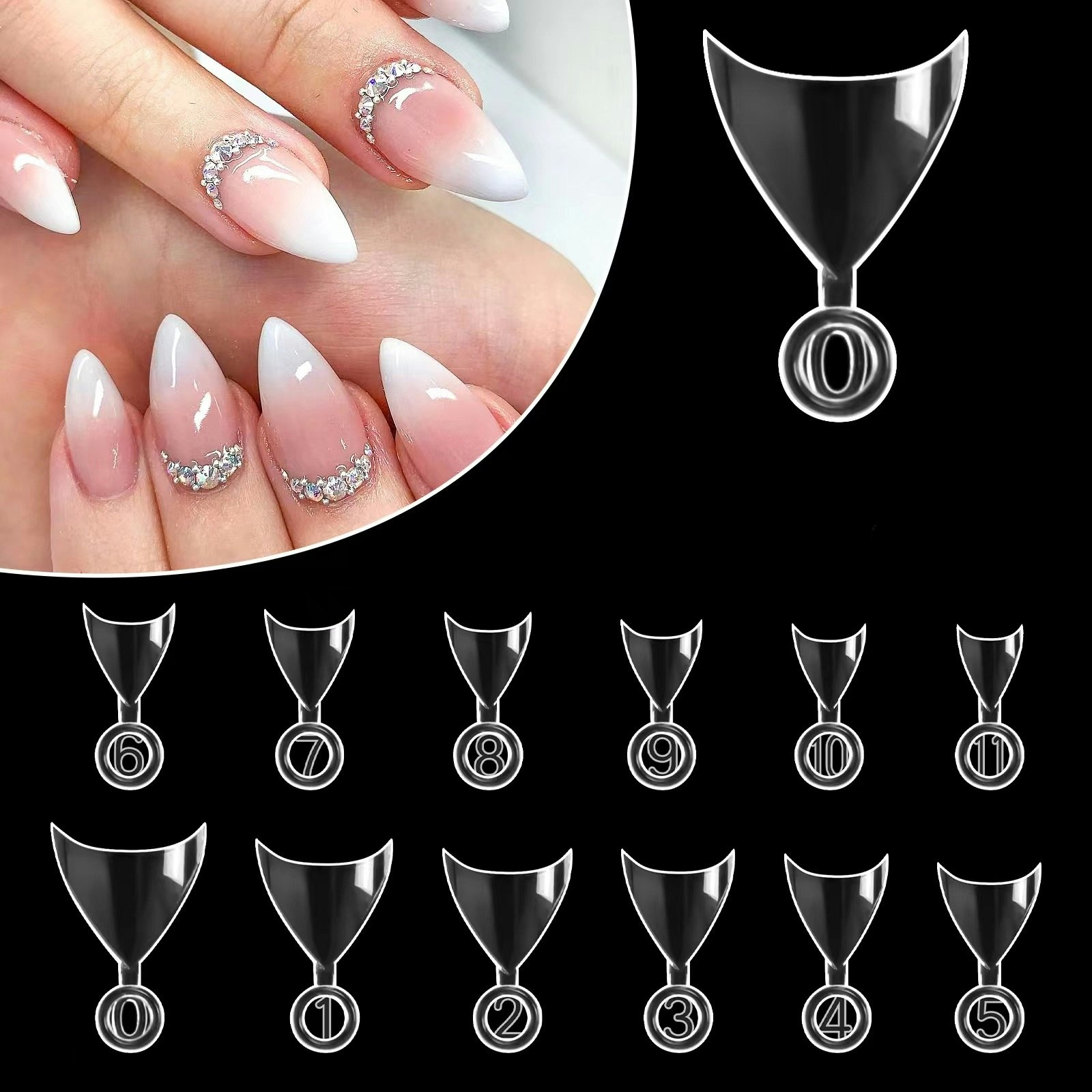 Short round/ trangular  tips 500 pcs in 10 sizes
