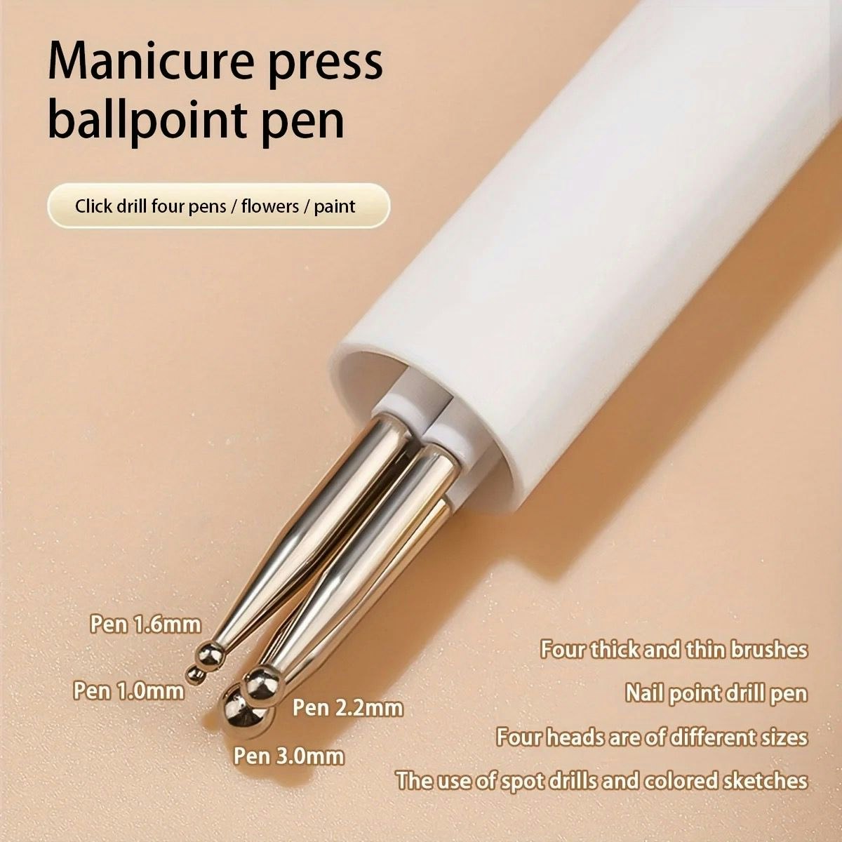 Ball point pen white 5 sizes