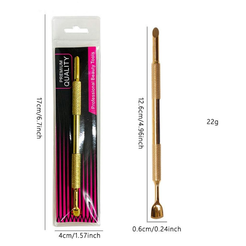 Cuticle pusher stainless tool gold