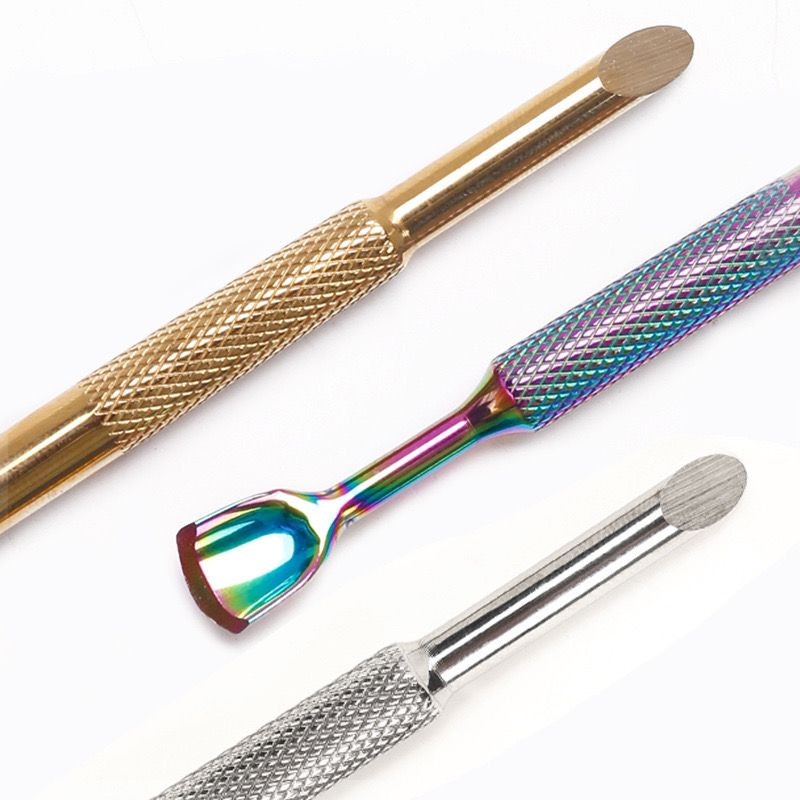 Cuticle pusher stainless tool gold