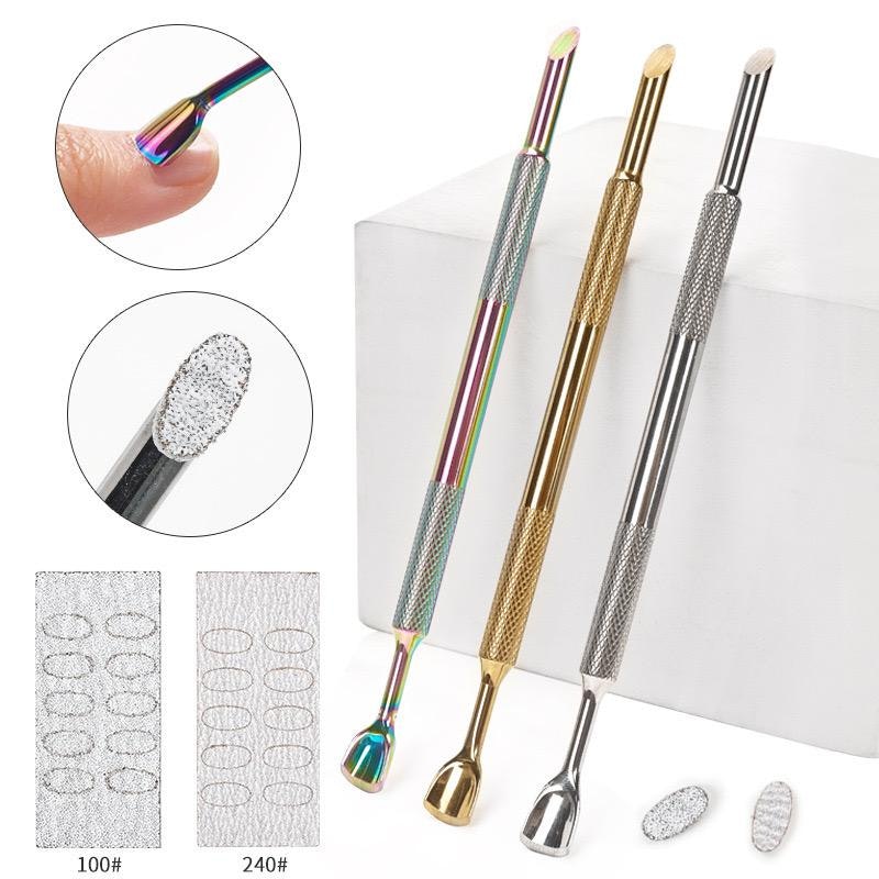 Cuticle pusher stainless tool silver