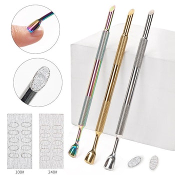 Cuticle pusher stainless tool silver